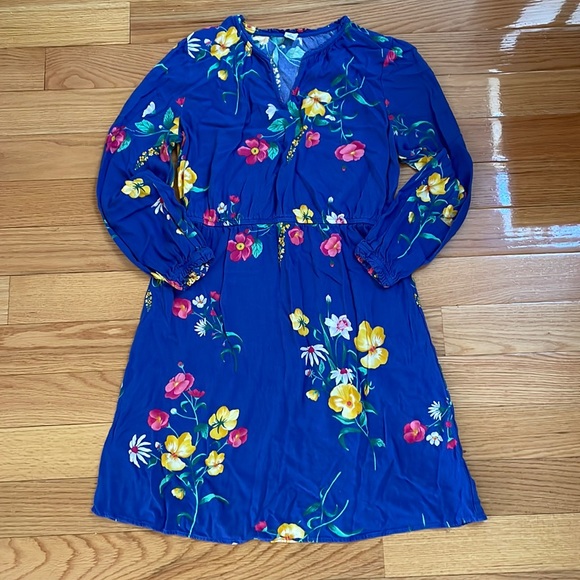 Old Navy Dark Blue Floral Long Sleeve Dress in Size Medium - Picture 1 of 8